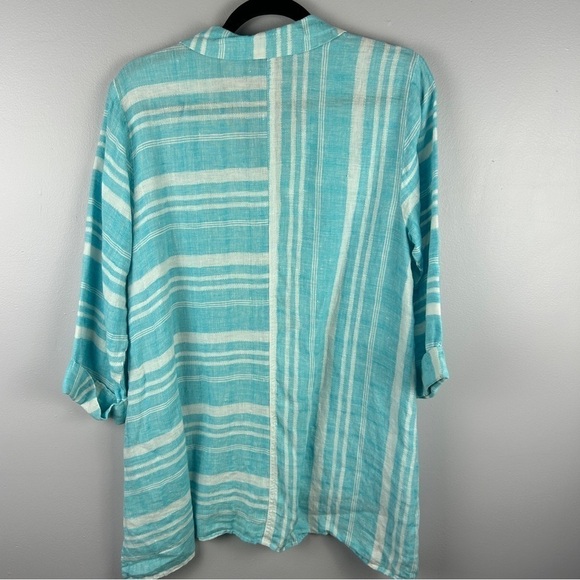 Habitat Coastal Nautical Blue Striped Linen Tunic Top Medium - Picture 14 of 16